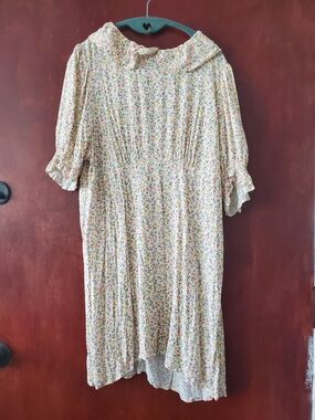 wild fable Cream Floral Midi Dress with Pink & Green Print